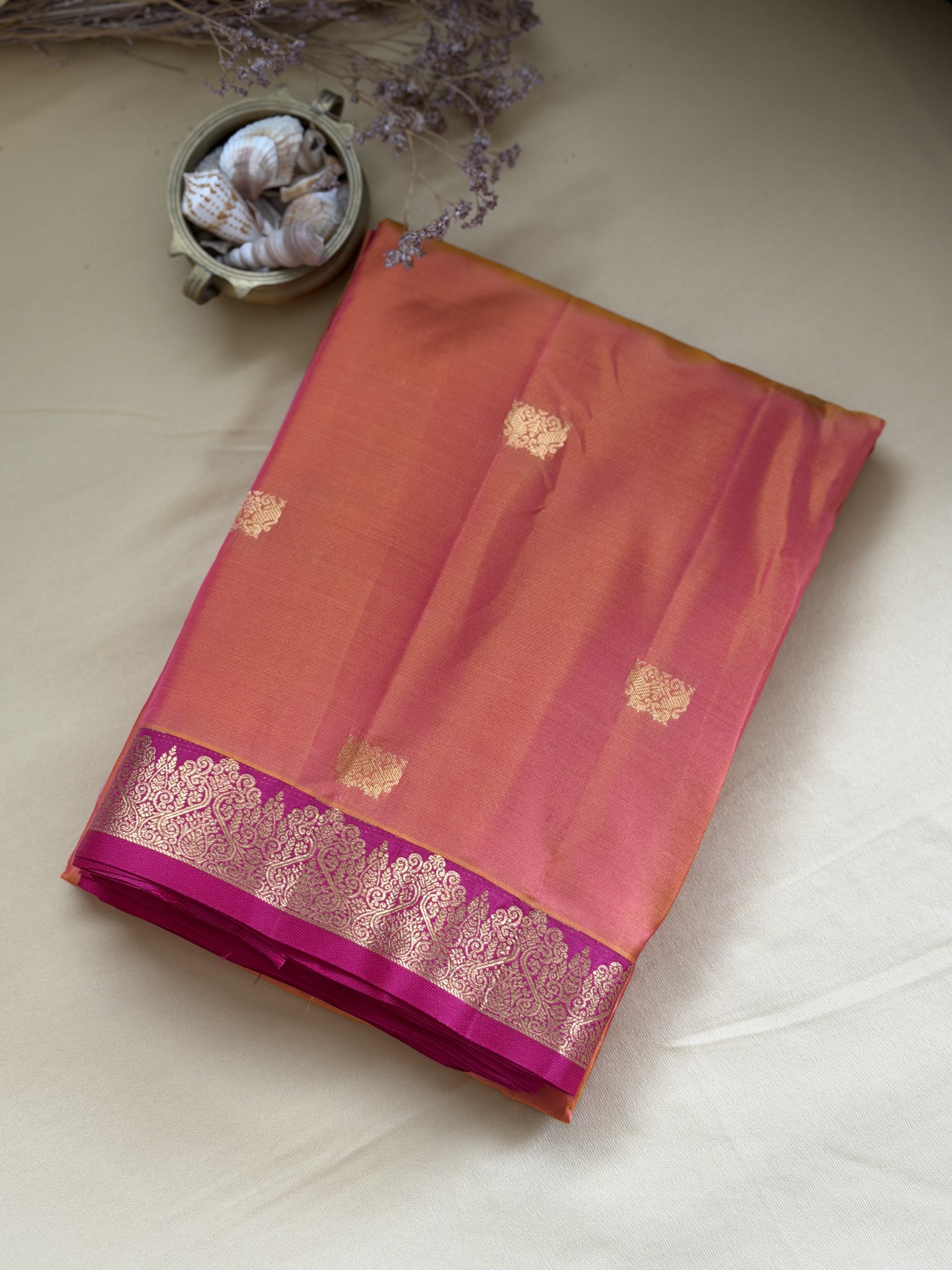 Coral folded saree product view